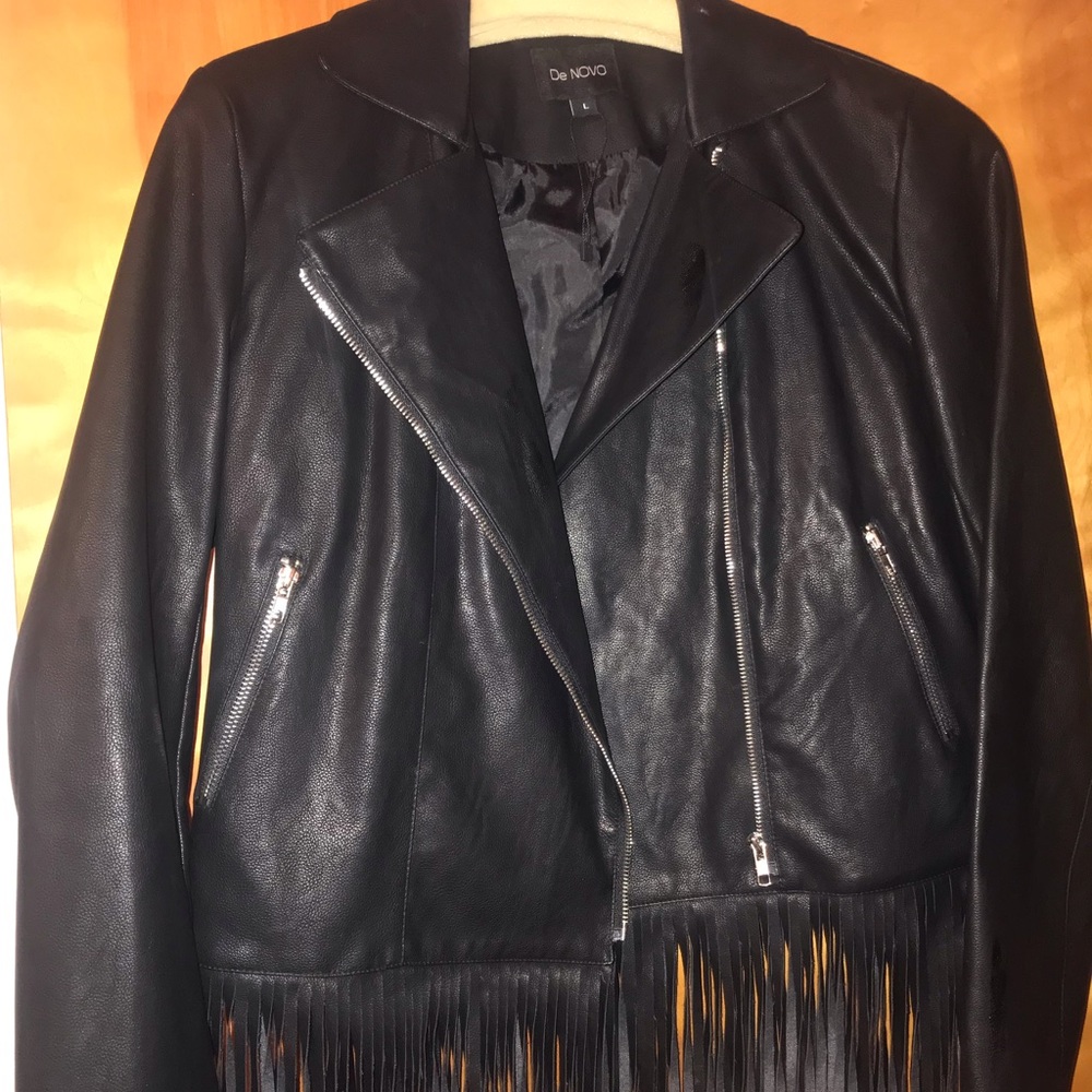 Leather motorcycle fringe western jacket